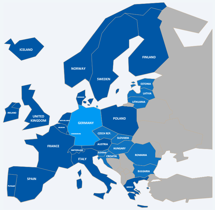 Das europäische Partnernetzwerk von Accessus Health als Karte